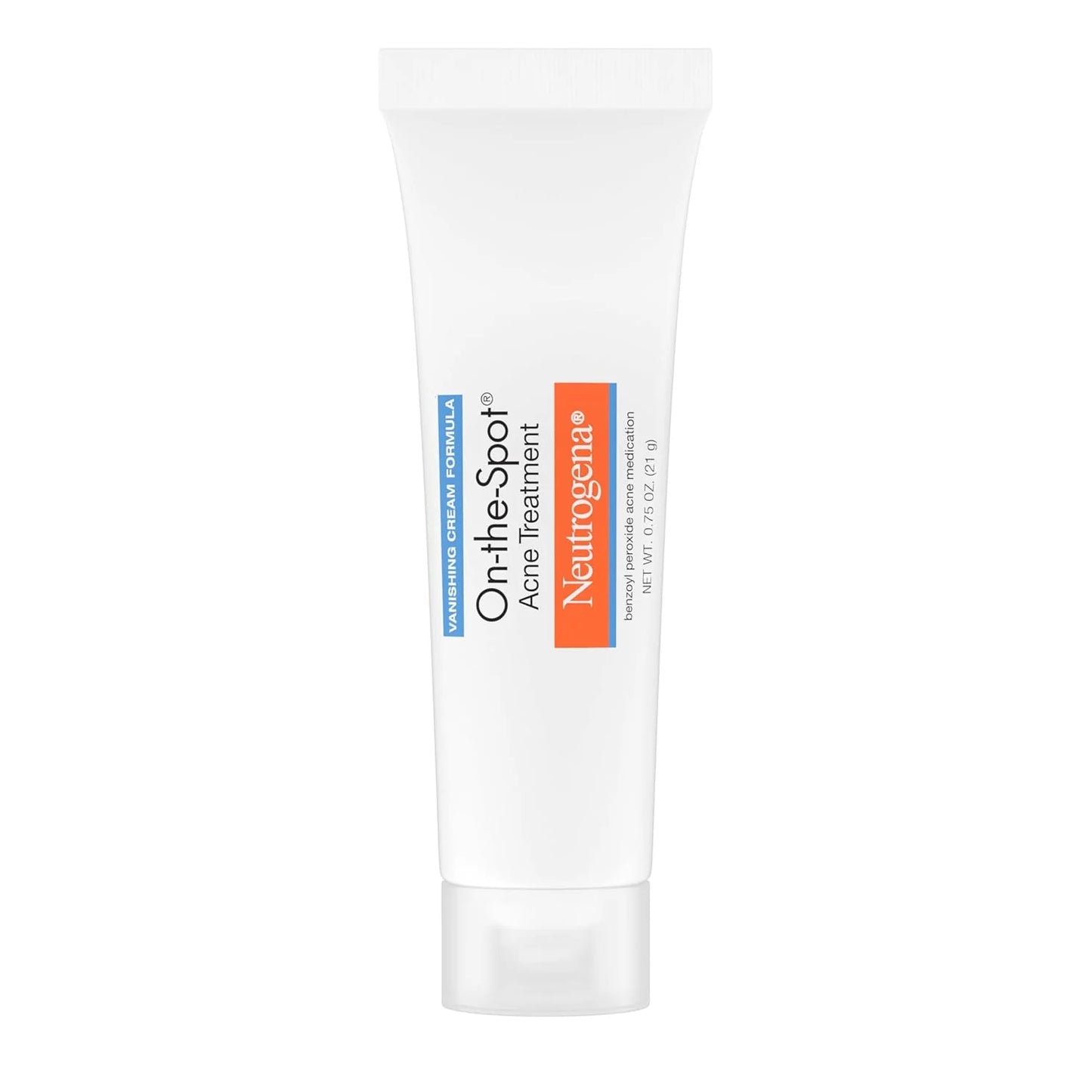 On-The-Spot Acne Spot Treatment Cream with 2.5% Benzoyl Peroxide, Gentle Face Blemish Medicine for Acne-Prone Skin, Vanishing Formula, Clinically Proven Day-1 Results, 0.75-Ounce Tube
