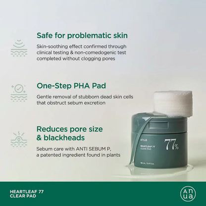 Heartleaf 77% Clear Pad 160Ml / 70Pads