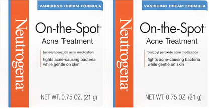 On-The-Spot Acne Spot Treatment Cream with 2.5% Benzoyl Peroxide, Gentle Face Blemish Medicine for Acne-Prone Skin, Vanishing Formula, Clinically Proven Day-1 Results, 0.75-Ounce Tube